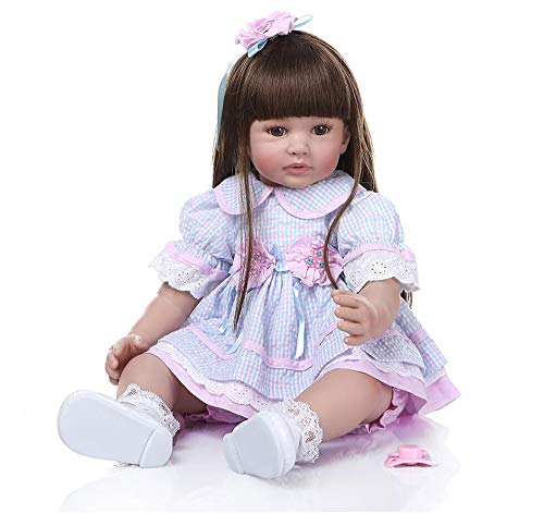 Reborn Babypuppen 60 cm 24 Zoll handgefertigte lebensechte Neugeborene Puppen magnetisches Spielzeug weiches langes Haar… – Bild 6