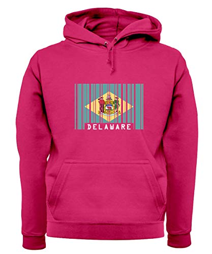 Delaware Barcode Flag Hoodie - Hot Pink XS