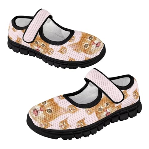 Cartoon Animal Children's Casual Shoes Kids Slip-on Single Buckle Walking Tennis Shoes Breathable Mesh Barefoot Shoes for Girls SizeUS 11-15