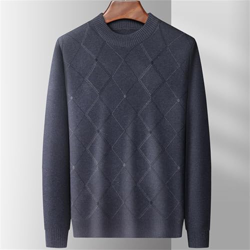 Men's Crewneck Sweater Slim Fit Argyle Pattern Long Sleeve Knit Pullover Pullovers Elastic Warm Top4