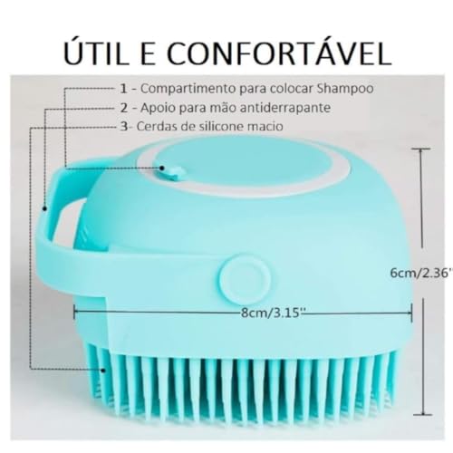 Esponja Bucha Escova De Silicone C/Dispenser Para Banho Massageador Corporal Adulto Criança Pet
