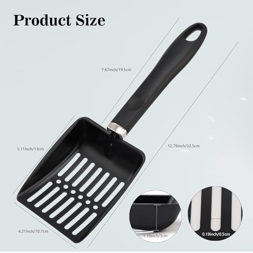 Image of Cat Litter Scoop,Metal Cat Litter Scoop,Stainless Steel cat Litter Scoop with Non-Slip Handle,Poop Sifting,Kitten Pooper Lifter,for Litter Box
