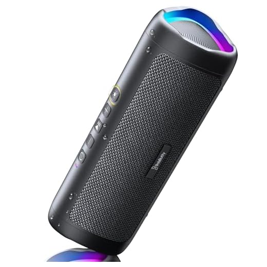 Bluetooth Speaker with HD Sound, Portable Wireless, IPX5 Waterproof, Up to 24H Playtime, TWS Pairing, BT5.3, for Home/Party/Outdoor/Beach, Electronic Gadgets, Birthday Gift (Black)