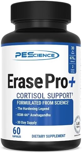 PEScience Erase Pro +, Natural Testosterone Booster for Men, Cortisol Blocker with KSM 66 Aswhagandha, and Estrogen Blocker PCT Supplement, 30 Day Cycle