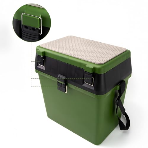 Fishing Seat Chair Box Tackle Box Padded Strap Seat Rig Sea Bag Compartment Case Storage Shoulder Strap Carry With Green Cushioned Foam Lure Trays Organizer Adjustable Divider River Carry Compartment - Image 4
