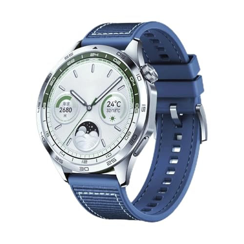 VMBVBHMDF Correa de silicona compuesta de 22 mm compatible con Huawei Watch GT4/5 y pulsera trenzada de nailon de 46 mm compatible con Huawei Watch 4/GT5-4-3-2 Pro.(Ocean Blue)