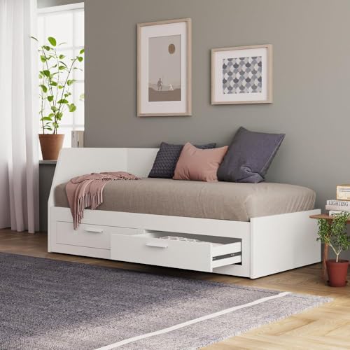 Image of Wakefit Bed | 3 Yr Warranty | Sofa Cum Bed, Comes with Drawer Storage, Noise-Free, Density: 680-750 kg /m, Termite & Borer Resistant, (Aster 78 x 30 - Frosty White)