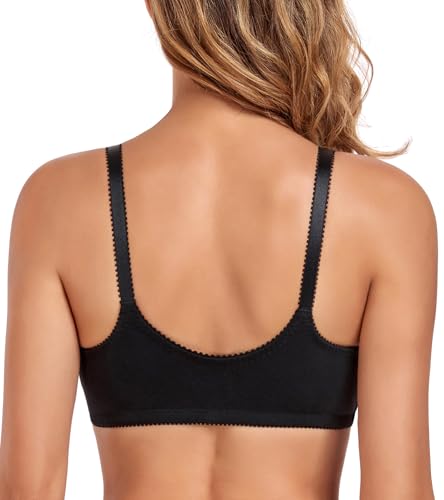 Image of Lemorosy Women's Front Closure Cotton Bra Comfortable Wireless Full Coverage Unlined Non Padded Bralette
