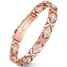 Feraco Pure Copper Bracelets for Women, Ultra Strength Magnetic Bracelet for Women with 3800 Gauss Magnet & Sparkling Cubic Zirconia, Flower Jewelry Gift, Infinite Symbol