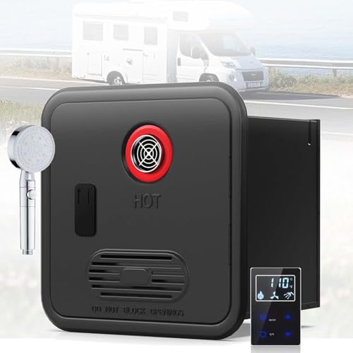 Durchlauferhitzer Für Wohnmobile, 55.000 Btu, Max. 14, 8 L/ Min 12- V- Gleichstrom- Durchlauferhitzer Mit Fernbedienung, Geeignet Für Große Höhen, Für Wohnmobile Und Camper(Black, With Shower)
