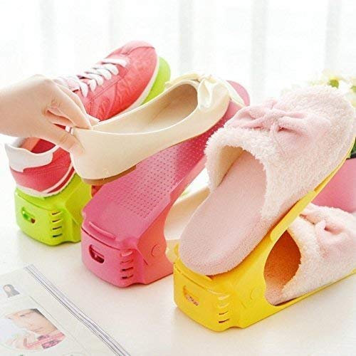 Thrivanta Shoe Holder Plastic Space Saving Rack Stand Folding Slots Organiser for Sandals Slipper Heels Boots Flip-Flops (Pack of 6) 3
