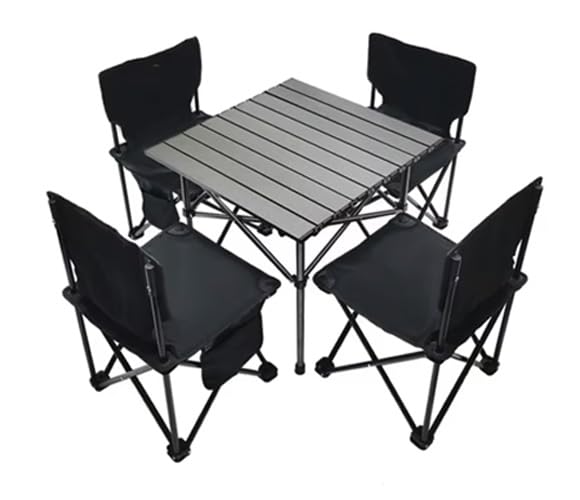 Stylish Black Folding Picnic Table and Chair Set - Perfect for Camping and Outdoor Adventures