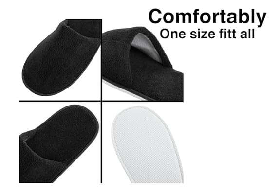 Image of Kalpana's Spa Slippers - 6 Pairs Disposable Cotton Slippers, Closed Toe, Non-Slip Sole, for Women & Men - Hotel, Guest, Travel, Salon, Party, Spa, Pedicure Use