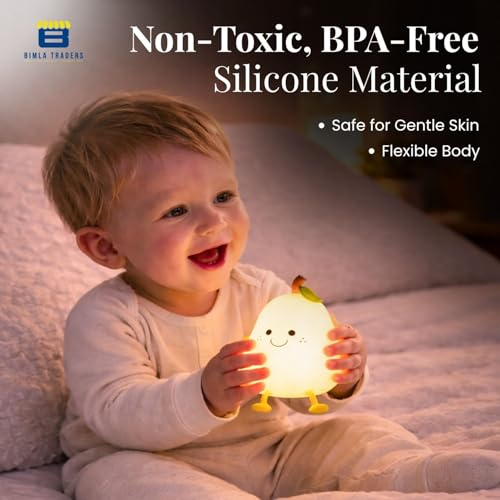 Image of Btag Silicone Pear Night Lamp - Touch-Control Color-Changing LED Light for Kids' Bedroom Decor, Home Decor Gift Items for Women (Pear Lamp)