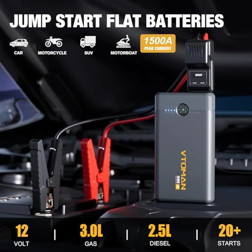 Boîte de démarrage portable VTOMAN V5 pour éviter les pannes de voiture en voyage hivernal