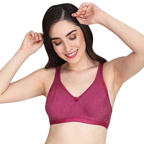 Image of Women Non Padded Bra - Made of Pure Cotton Full Coverage Non Wired Seamless Pushup Soft Cup for T-Shirt Saree Dress Sports Garment for Daily Use Everyday