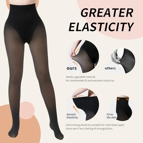 2 Pairs Women Fleece Lined Tights - Triangle Crotch Design Warm Pantyhose Skin Colored Tights for Winter4