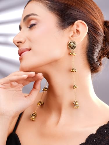 Image of Rubans Oxidised Dangle Earrings Boho Stylish Trendy Jewellery Gift for Women & Girls