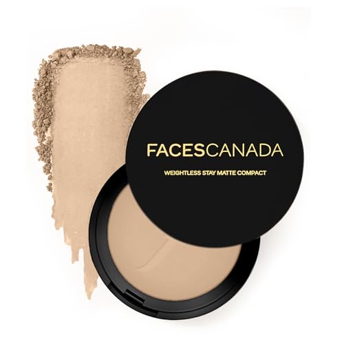 FACESCANADA Weightless Stay Matte Finish Compact Powder - Sand, 9 G|Non Oily Matte Look|Evens Out Complexion|Hides Imperfections|Blends Effortlessly|Pressed Powder For All Skin Types - Sand 04