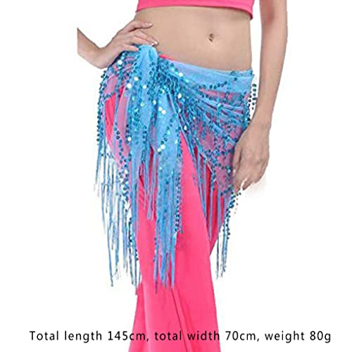 SUDNJIALQ Lady Belly Dance Hip Lenço Acessório Traje de Dança do Ventre Azul Escuro , Azul