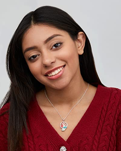 Disney Jewelry for Women, Little Mermaid Ariel Silver Plated Necklace Pendants, Rainbow Crystal, Rainbow Glitter, Crystal Seashell Accents, 18"3