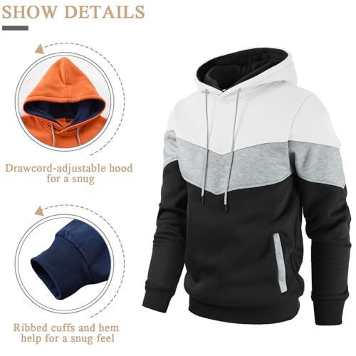 Gesean Men's Novelty Color Block Pullover Fleece Hoodie Long Sleeve Casual Sweatshirt with Pocket - Image 5