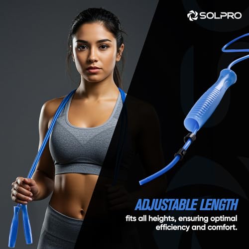 Image of Solpro Ascend Adjustable Jump Rope Skipping Rope for Men, Women, Kids, Athletes | Unisex, Tangle-Free, Non-Slip, Durable | Ideal for Fitness, Cardio, Agility & Gym Workouts