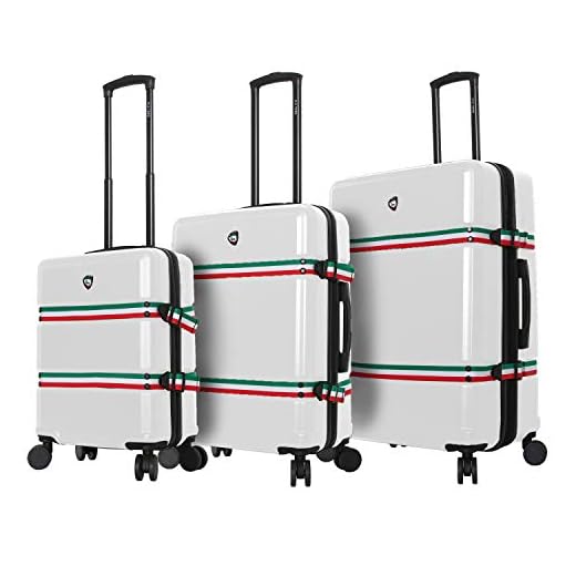 Mia Toro Italy Nastro Hard Side Spinner Luggage 3 Piece Set, White, One Size