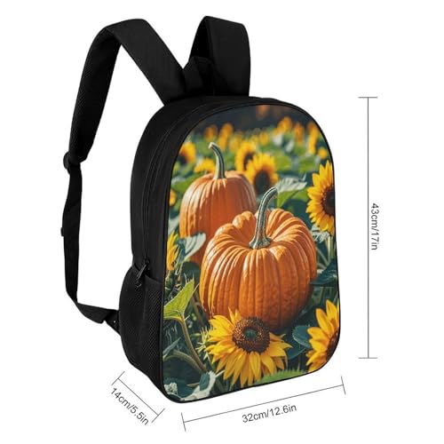 17 Inch Backpack Fall Pumpkin Sunflower Print Travel Dayback Shoulder Back Pack Carry On Backpack with Adjustable Shoulder Straps2