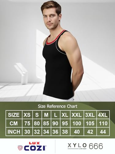 Image of Lux Cozi Men's Gym Vest | 100% Pure Cotton Rib Fabric | U Neck Sleeveless Innerwear | Ultra Soft Hand Feel | Extremely Stretch Fit | Seamless Comfortable Color May Vary (Pack of 4)