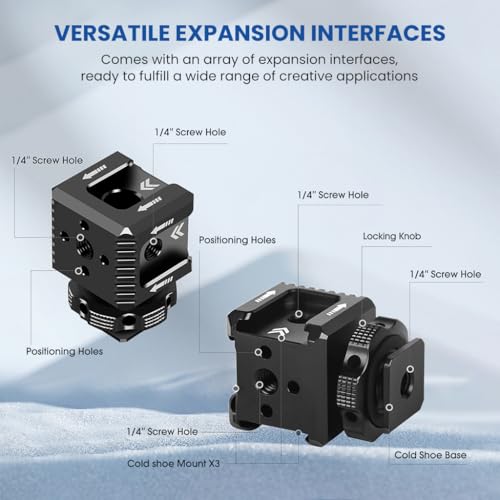 Image of ZORBES Triple Hot Shoe Mount Bracket with 1 /4 inch Thread, Aluminum Alloy Camera Accessory Holder, 3-Way Cold /Hot Shoe Adapter for Flash, Microphone & LED Light