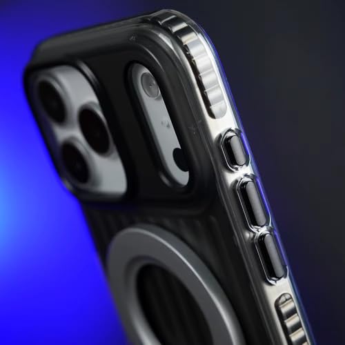 Image of TechTrendz Corrugated Magnetic Matte Back Cover for iPhone 17 Pro Max Compatible with MagSafe, Scratch-Resistant Camera Bump Protection Shockproof Military-Grade Protection TPU Magnetic Case (Black)