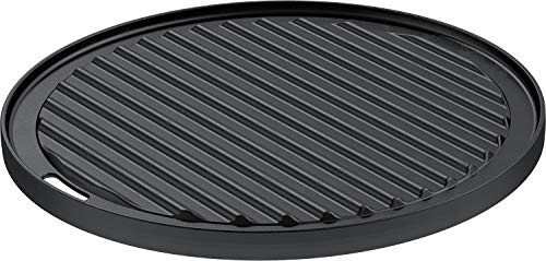 RÖSLE VARIO Grillplatte, Hochwertige Grillplatte aus Gusseisen für Fleisch und kleine Grillstücke, Grillbranding, Platte beidseitig verwendbar, 30 cm, Schwarz