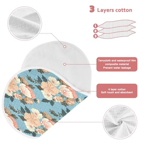 Kigai Flowers Burp Cloths for Baby 4-Layer Cotton Muslin Burping Cloths 22x11 inch Super Soft & Absorbent Spit Up Burp Rags for Newborn Boys Girls 1 Pack3