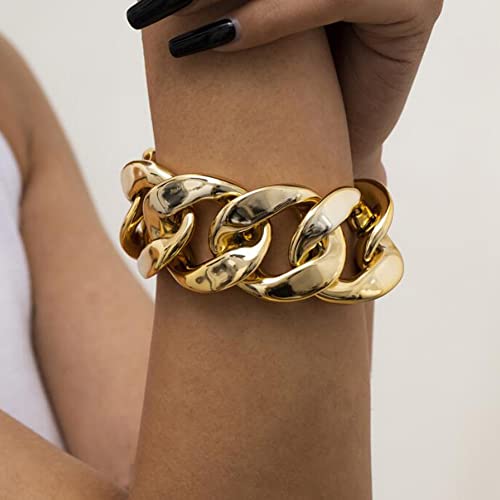 Fashion Boho Dainty Simple Bracelets Set for Women Adjustable Chunky Flat Cable Chain Punk Bracelets for Women2