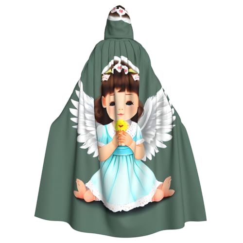 Cape longue Halloween veste à capuche imprimé ange pour costume confortable adulte mixte