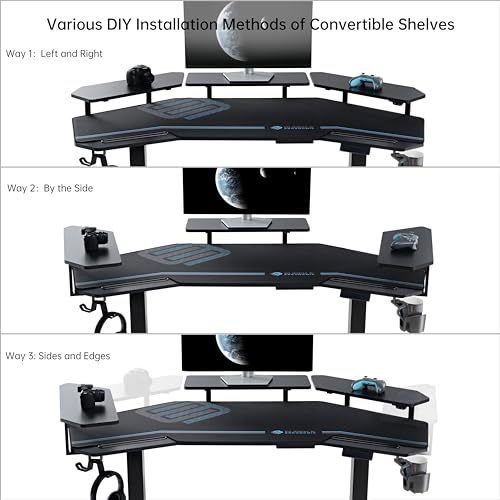 EUREKA ERGONOMIC 63 Adjustable Height Gaming Desk with Full Mousepad and Accessories
