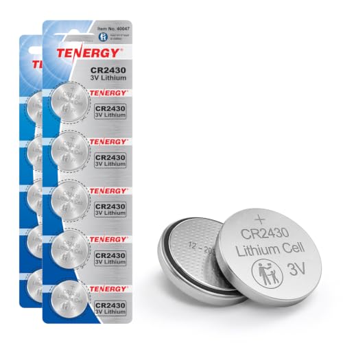 Image of Tenergy CR2430 Battery, 3V Lithium Coin Battery for Car Key Fob, Car Remote, Calculators, Thermometers and More, 10 Count