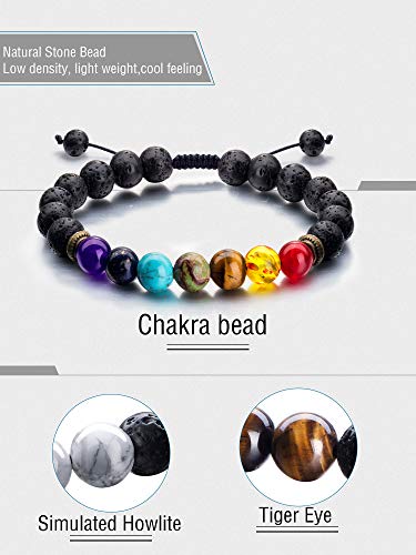 Tatuo 4 Pcs Lava Rock Bracelet for Men Bead Chakra Essential Oil Diffuser Bracelets Jewelry Gift4