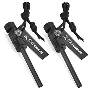 Extremus 6-in-1 Magnesium Fire Starter with Striker, High Temp Magnesium Rod