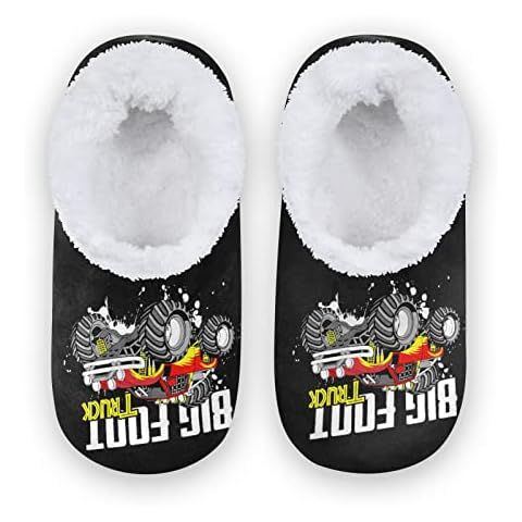 Big Foot Monster Truck Boys Girls House Slippers Kids toddler Home Shoes Winter Indoor shoes S Cover