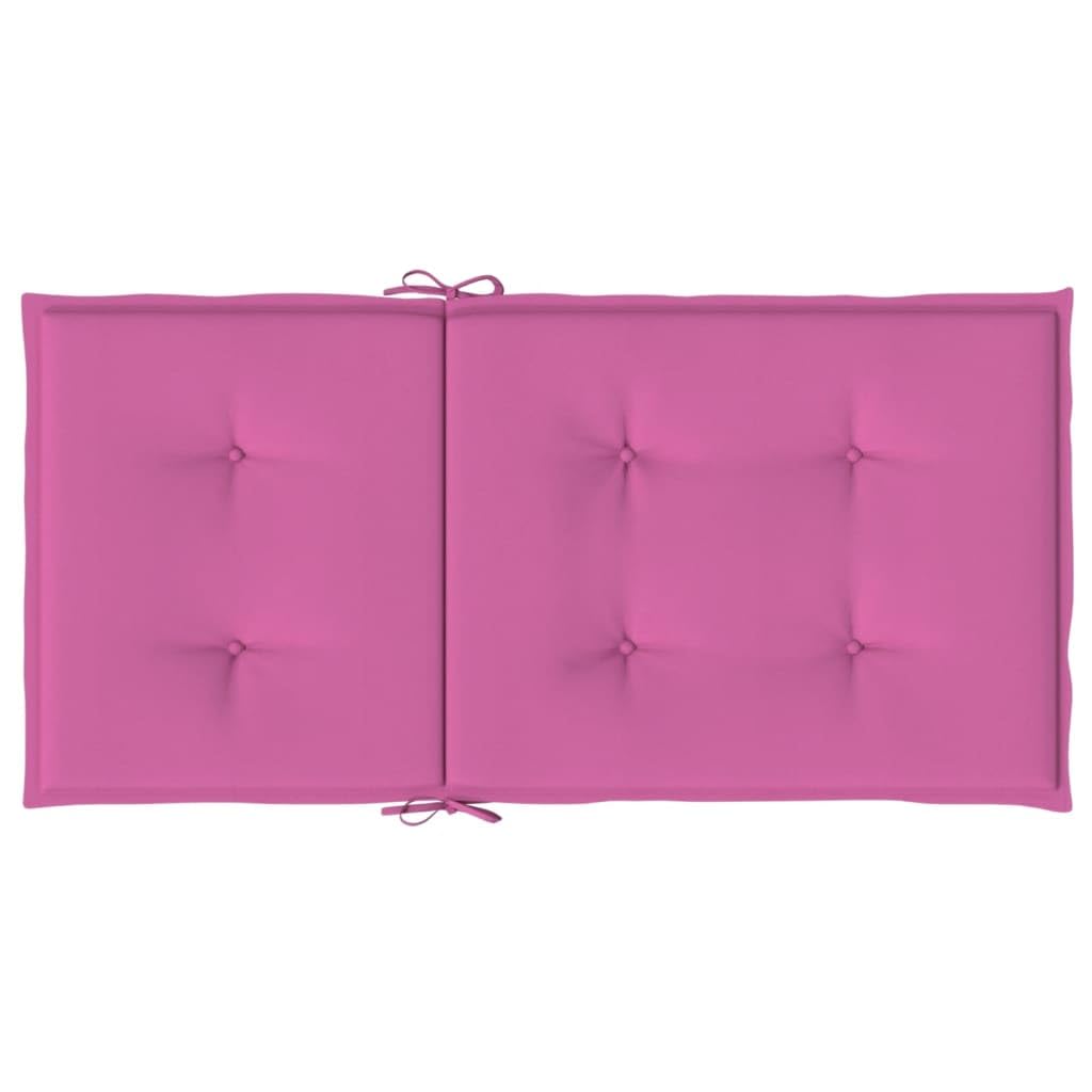 Set di 2 cuscini per sedia a schienale basso, 100 x 50 x 4 cm, in 100% poliestere, con fibra di schiuma, antiscivolo, per sedie da giardino, balcone e terrazza, colore rosa