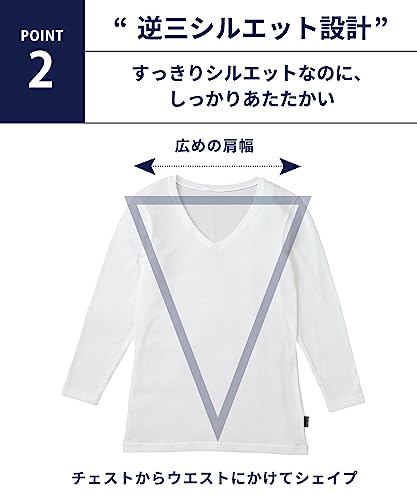 ブロス バイ ワコールメン あったかインナー シャツ 8分袖 長袖 Vネック 綿混 裏起毛 冬 GL5021 の商品画像 4