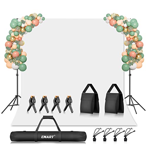 Emart Photography Backdrop Stand Kit 8.5 X 10 Ft With White Background Backdrop, Adjustable Background Support System With Portable Large Polyester Fabric Screen For Photo Video Studio, Party, Live #TOP11
