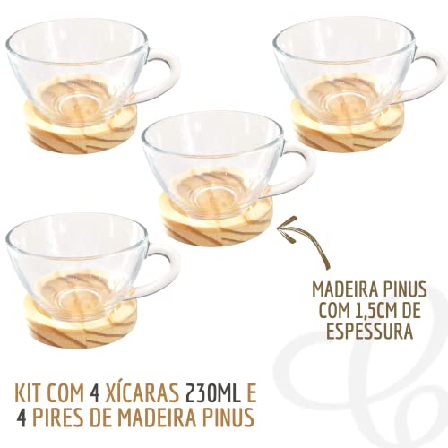 Pires Redondo Em Madeira Para Mesa Posta com Xícara de café