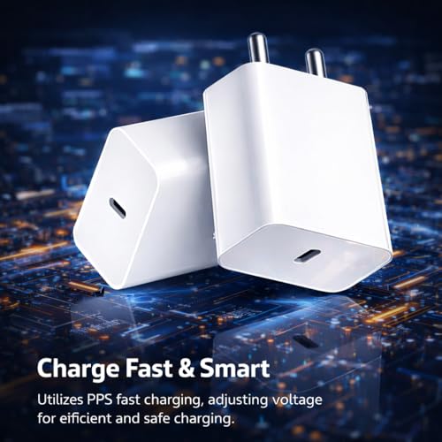 Image of Original 33W Type C Quick Power Charging Adapter Compatible with Nothing Phone 4a|4a Pro|3|3a Lite|3a Pro|2a| 2a Plus|2|CMF 2 Pro|1|Pixel 10a|9a|M35|A57|Buds|33 W Rapid Type C Charger Adaptor, White
