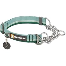 Ruffwear, Chain Reaction Dog Collar, Adjustable Reflective Martingale Escape-Proof Collar with Stainless Steel Chain, Professional Training Control, River Rock Green, 11"-14"