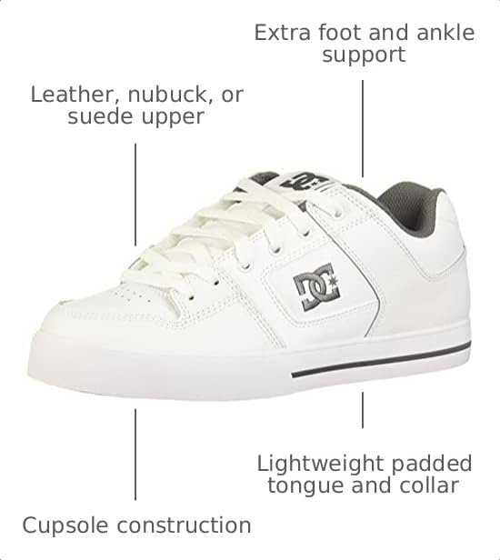 Image of DC Mens Pureskateshoe Skateboarding Shoes