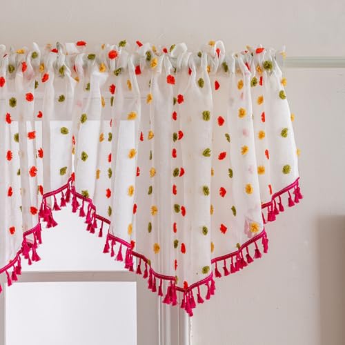 Visillo con pompones alegres de jacquard para crear un hogar acogedor 7