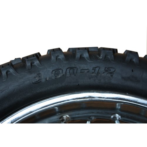 X-PRO 12" Rear Wheel Rim Tire 3.0-12 With 12mm Bearing For Dirt Bikes - Complete Assembly 1 thumbnail image